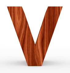 letter V 3d wooden isolated on white