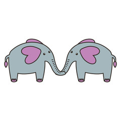 cute elephant animal couple vector illustration design