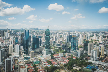 Modern skyline aerial of Panama City business district