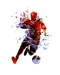 Watercolor silhouette soccer. Vector illustration