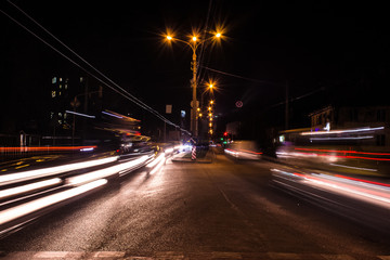 Fototapeta na wymiar slow exposure road night