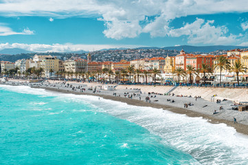 Schöne Stadt Promenade Anglais Französische Riviera Mittelmeer
