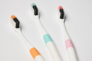 Colorful Toothbrush on white background, dental and oral care concept