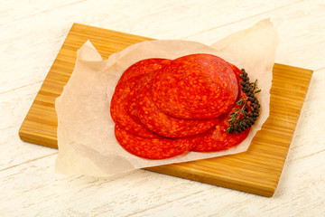 Sliced chorizo
