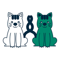 cute little cat couple vector illustration design