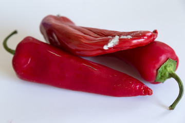 moldy red pepper.red pepper isolated