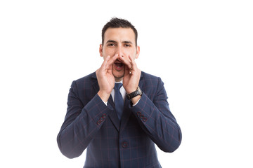 Fototapeta premium Young businessman or boss shouting.