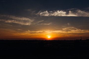 clear line of horizon between the earth and the sky during the sunset