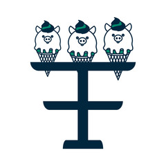 ice creams in cone with face pig vector illustration design