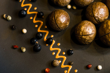 macadamia, Australian nut in a ceramic plate