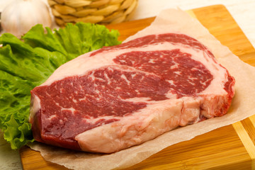 Rib eye raw steak