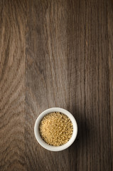 Couscous Bowl From Above on Oak Wood Surface