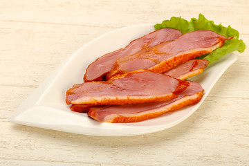 Sliced duck breast