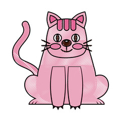 sweet kitty sitting cartoon animal patch vector illustration drawing