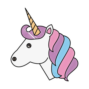 cute animal magic unicorn horn vector illustration drawing