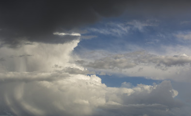Big clouds of thunderstorms for backgrounds, rainy clouds moving over the sky