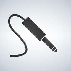 Black audio jack cable icon. Vector illustration isolated on modern background.