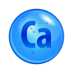 Fotobehang Mineral Calcium capsule. Vector icon for health. Blue shining vitamin pill. © petrroudny