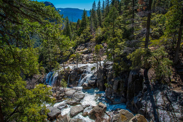 Fototapeta na wymiar Long exposure of Rushing Waterfall at Yosemite National Park 