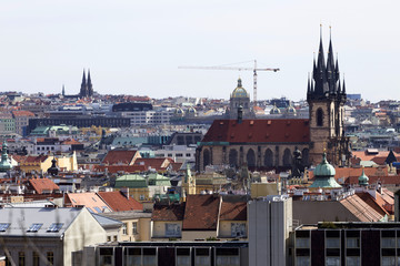 Obraz premium Spring Prague City with with its Towers and Bridges in the sunny Day, Czech Republic