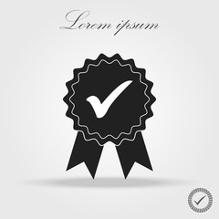 Approved or certified medal icon in a flat design. Rosette icon. Award vector