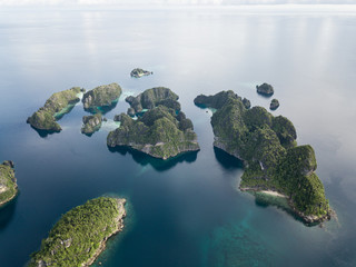 Aerial View of Limestone Islands in Raja Ampat