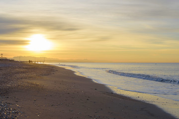 sunrise on the winter sea