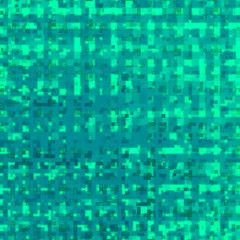 Fototapeta premium Video Game Inspired Digital Technology Glowing Green Blocks and Lines Mosaic Pixel Squares Background Design - High resolution illustration for graphic element or backdrop use.