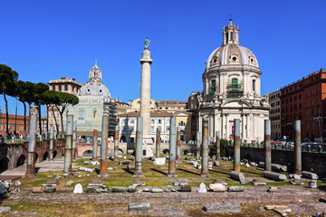 Panoramic view of Imperial forum - Rome, Italy