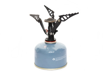 Camping gas stove on a white background