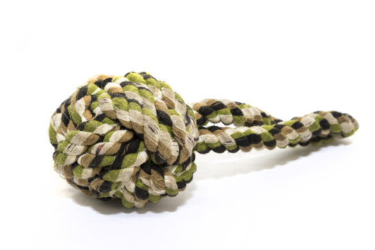 Knoted Rope Dog Toy On A White Background