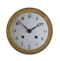 Vintage clock dial on a white background.