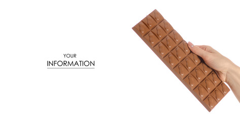 Chocolate with caramel and nuts in hand pattern
