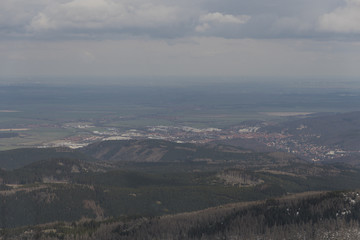 Beautiful view to Wernigerode, Schierke from the Brocken mountain in Germany / Harz mountains
