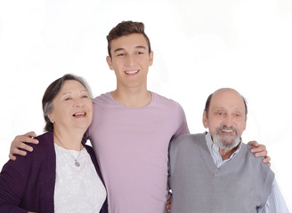 Portrait of smiling grandson with his grandparents