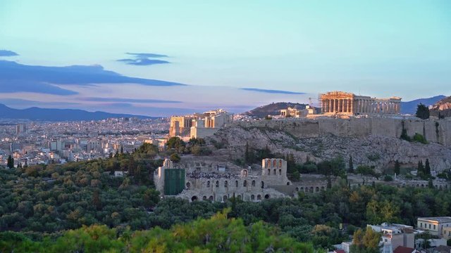 Acropolis of Athens, Greece - panoramic view at summer sunset