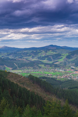Obraz premium Typical Basque landscape seen from the mountain, Zalla, Spain