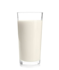 Glass of milk on white background. Fresh dairy product