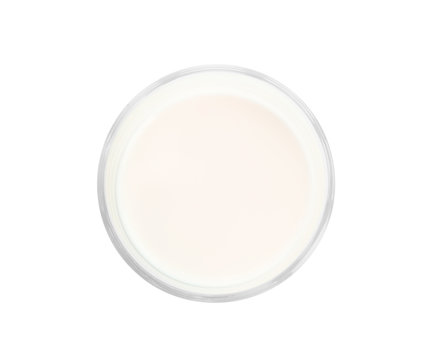 Glass of milk on white background. Fresh dairy product