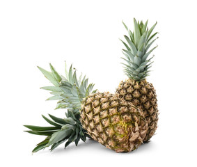Fototapeta premium Fresh pineapples on white background
