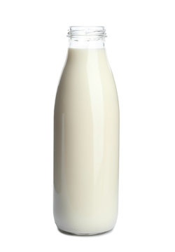 Bottle of milk on white background