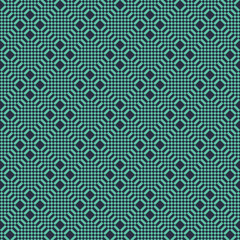 Seamless neon blue diagonal pixel retro plaid op art textile pattern vector