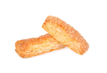 crispy pastry pie on white background