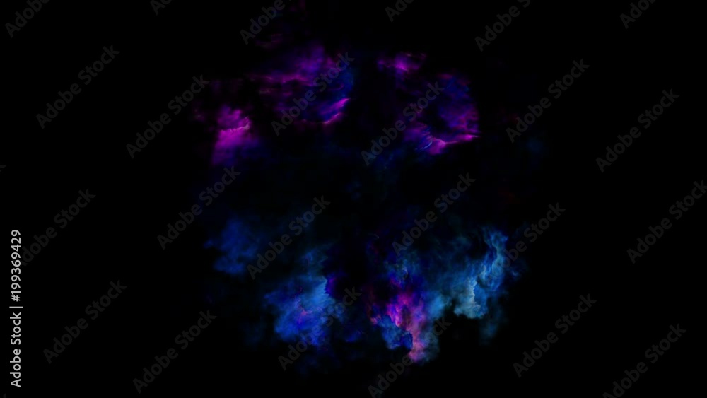 Poster color 3d smoke explosion shockwave effect and divergent wave isolated on black background. colorful 