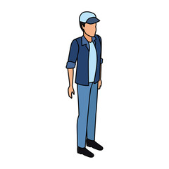 Isometric young man vector illustration graphic design
