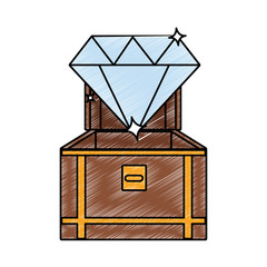 Chest with diamond videogame element cartoon vector illustration graphic design