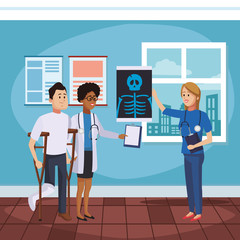 Doctors office cartoon with vector illustration graphic design