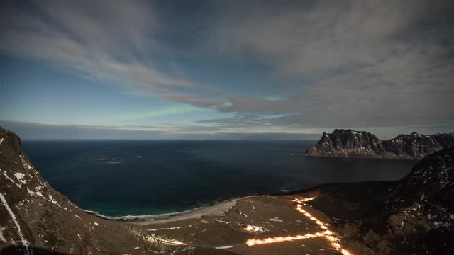 Timelapse d'une aurore bor&eacute;ale dans les &Icirc;les Lofoten, Nov&egrave;ge