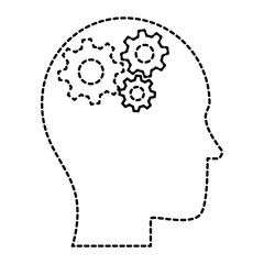 human profile thinking with gears vector illustration design
