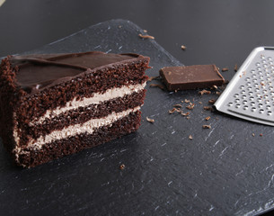 cake prague chocolate dessert on stone background black